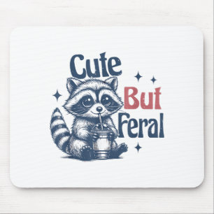 Cute But Feral Raccoon Drinking Boba Toddler Vinta Mouse Mat