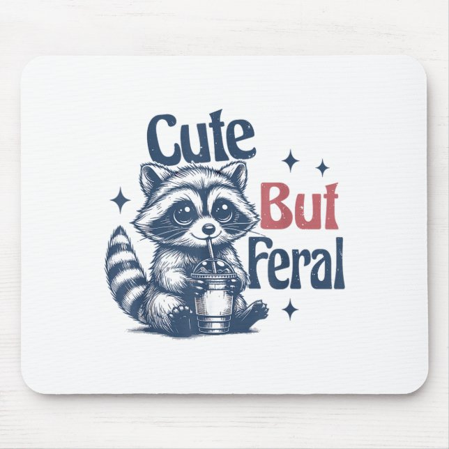 Cute But Feral Raccoon Drinking Boba Toddler Vinta Mouse Mat (Front)