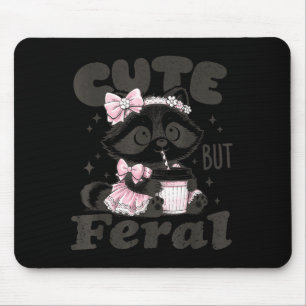 Cute but feral raccoon funny animal meme teen girl mouse mat
