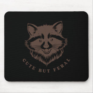 Cute But Feral Racoon Brown Vintage Mouse Mat