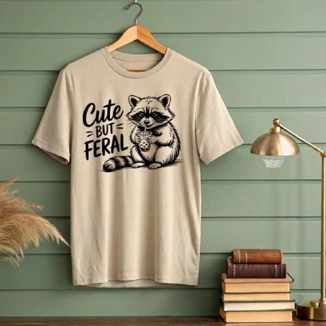 Cute But Feral Racoon Drink T-Shirt (Creator Uploaded)