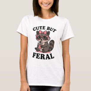 Cute But Feral Racoon Funny Kawaii Animal T-Shirt