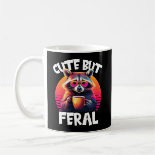 Cute But Feral Racoon Retro Coffee Lover Mug