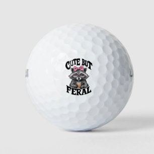 Cute But Feral Racoon With Sunglasses Racoon Golf Balls