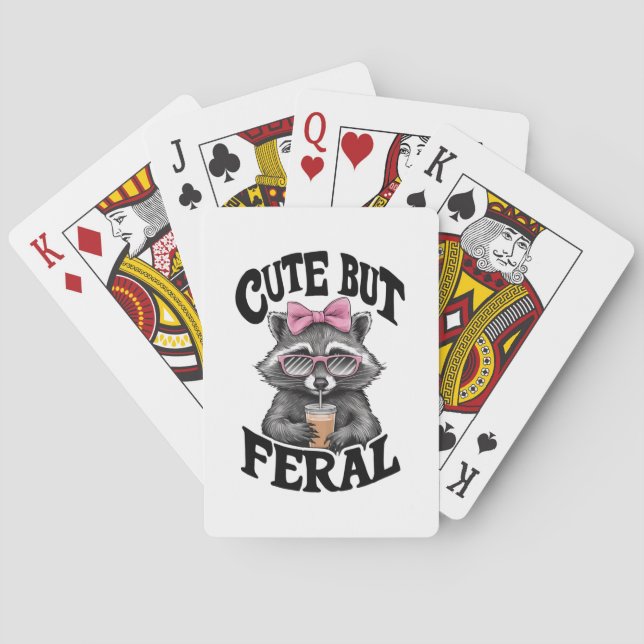 Cute But Feral Racoon With Sunglasses Racoon Playing Cards (Back)