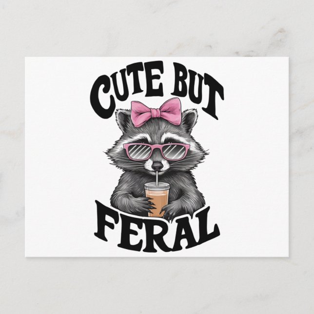 Cute But Feral Racoon With Sunglasses Racoon Postcard (Front)