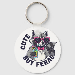Cute But Feral Trash Panda Racoon Key Ring