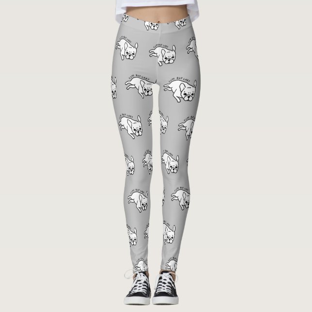 Cute but lazy French Bulldog design Leggings (Front)