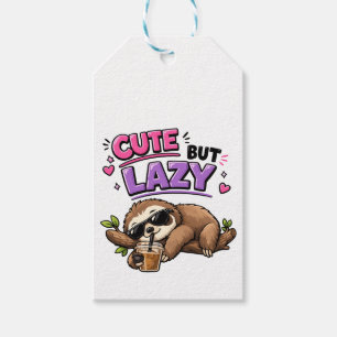 Cute but lazy sloth with iced coffee gift tags