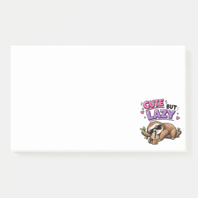 Cute but lazy sloth with iced coffee post-it notes (Front)