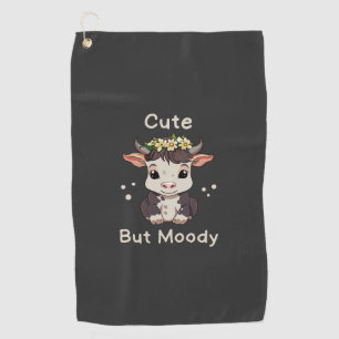 Cute But Moody Cow Lovers Farm Baby Cow Golf Towel