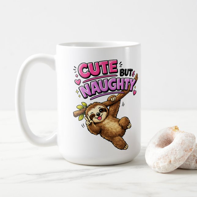 Cute but naughty sloth coffee mug (With Donut)