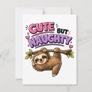 Cute but naughty sloth invitation