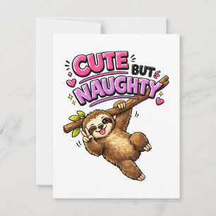 Cute but naughty sloth invitation