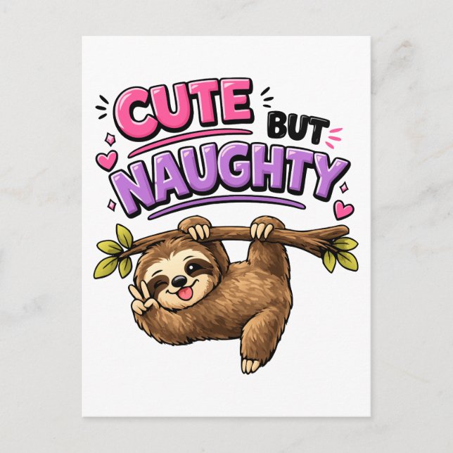 Cute but naughty sloth postcard (Front)