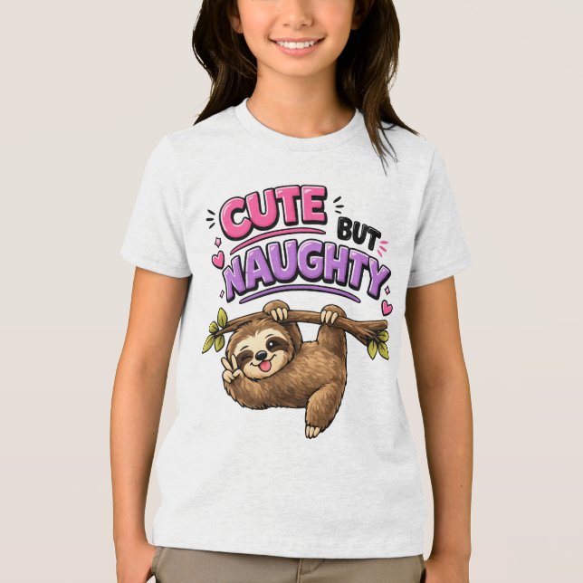 Cute but naughty sloth Tri-Blend shirt (Front)