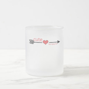 Cute but Psycho Black Arrow Red Heart Frosted Glass Coffee Mug