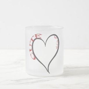 Cute but Psycho Black Heart Red Font Frosted Glass Coffee Mug
