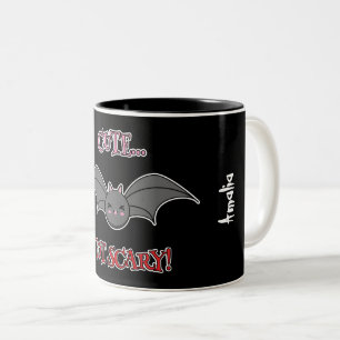 Cute but Scary Bat   Add your Name Two-Tone Coffee Mug