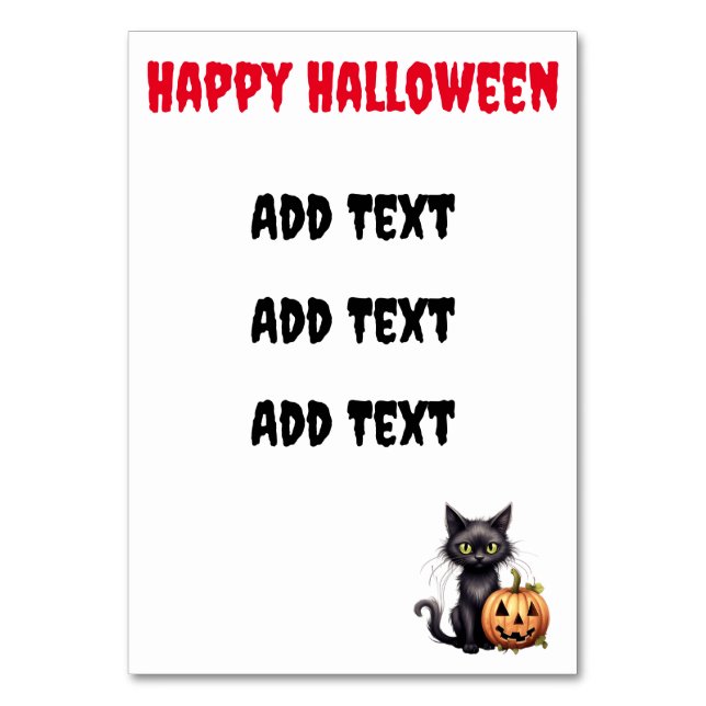 Cute But Scary Black Cat Table Number (Front)