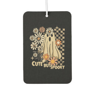 Cute but Spooky Funny Floral Halloween Ghost Check Car Air Freshener