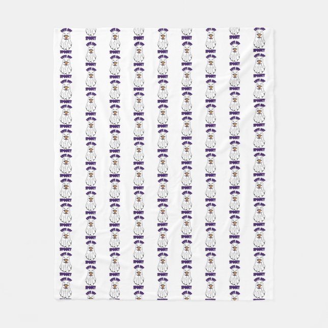 Cute but Spooky Halloween Ghost Holding a Pumpkin  Fleece Blanket (Front)