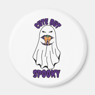 Cute but Spooky Halloween Ghost Holding a Pumpkin  Magnet