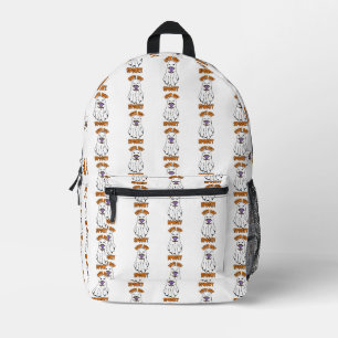 Cute but Spooky Halloween Ghost Holding a Pumpkin Printed Backpack