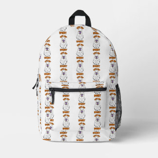 Cute but Spooky Halloween Ghost Holding a Pumpkin Printed Backpack