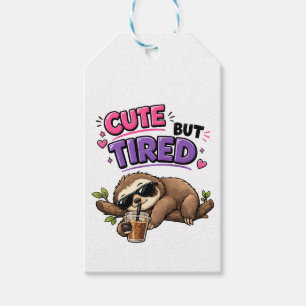 Cute but tired sloth with iced coffee gift tags