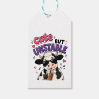 Cute but unstable cow with iced coffee