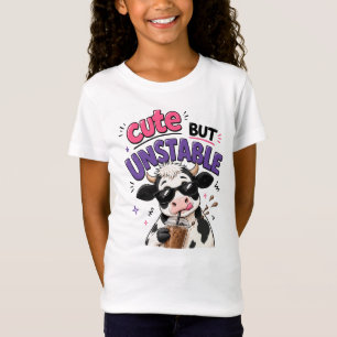 Cute but unstable cow with iced coffee T-Shirt