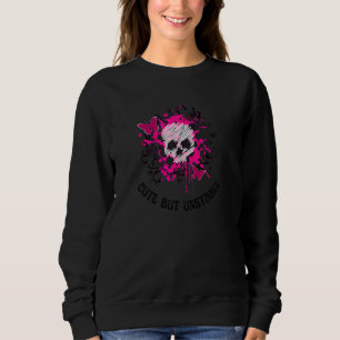 Cute But Unstable Goth And Emo Cute Pink Butterfly Sweatshirt