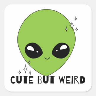 Cute but weird alien square sticker