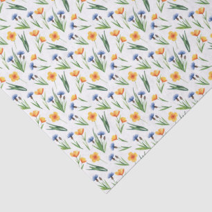 Cute Buttercups, Blue Cornflowers & Greenery Tissue Paper