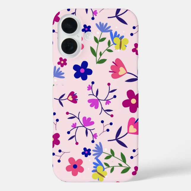 Cute Butterflies and Flowers on Pink Case-Mate iPhone Case (Back)
