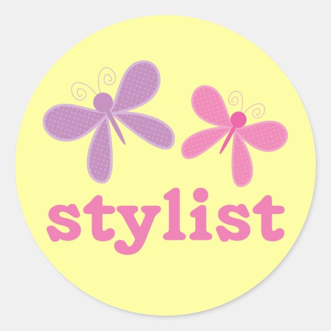 Cute Butterflies Beauty Stylist Classic Round Sticker (Front)