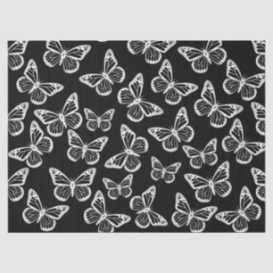 Cute Butterflies Elegant Chic Pattern Black White Tissue Paper