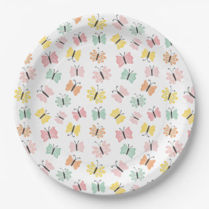 Cute butterflies in pastel colours paper plate