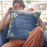 Cute Butterflies Photo Custom Quote Granddaughter  Cushion<br><div class="desc">Cute and girly throw pillow with butterflies on a blue dotted fantasy style background. Personalise it with 4 photos and edit the quote to add your names. The example reads "No matter how near or far apart, you are always present in my heart. I'm blessed to be your grandmother and...</div>