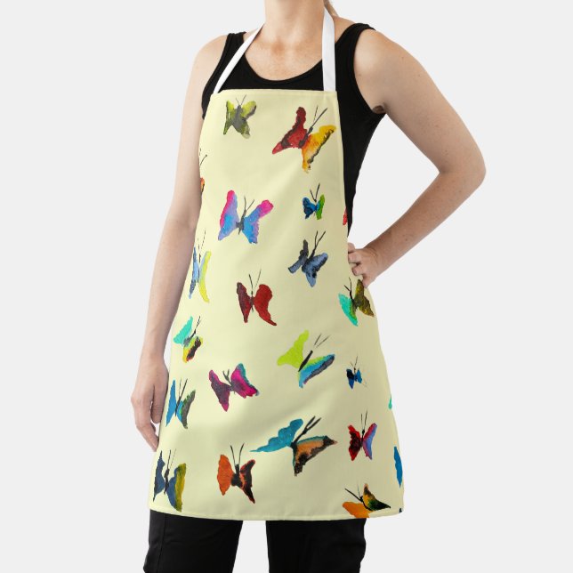 Cute butterflies watercolor art apron (Insitu)
