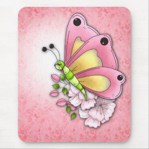 Cute butterfly and flowers mouse mat