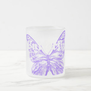 cute butterfly art design frosted glass coffee mug