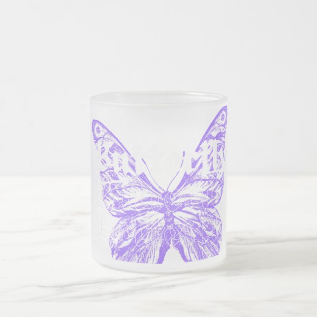 cute butterfly art design  frosted glass coffee mug (Center)