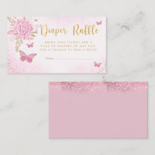 Cute Butterfly Baby Shower Diaper Raffle Ticket En Enclosure Card