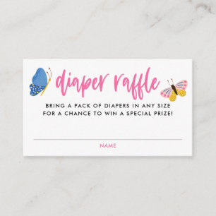 Cute Butterfly Baby Shower Diaper Raffle Ticket  Enclosure Card