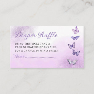 Cute Butterfly Baby Shower Diaper Raffle Ticket  Enclosure Card