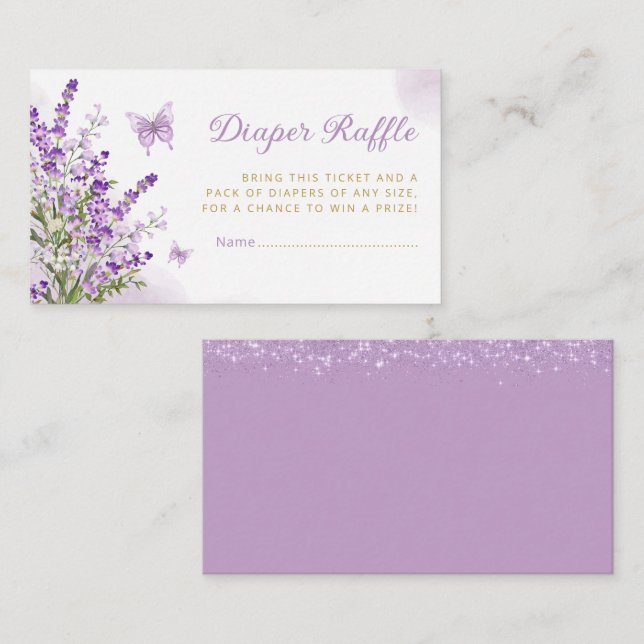 Cute Butterfly Baby Shower Diaper Raffle Ticket Enclosure Card (Front/Back)