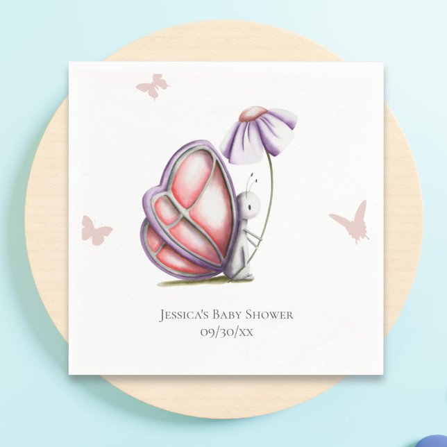 Cute Butterfly Baby Shower Napkin (Creator Uploaded)