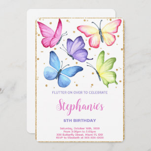 Cute Butterfly Birthday Invitation